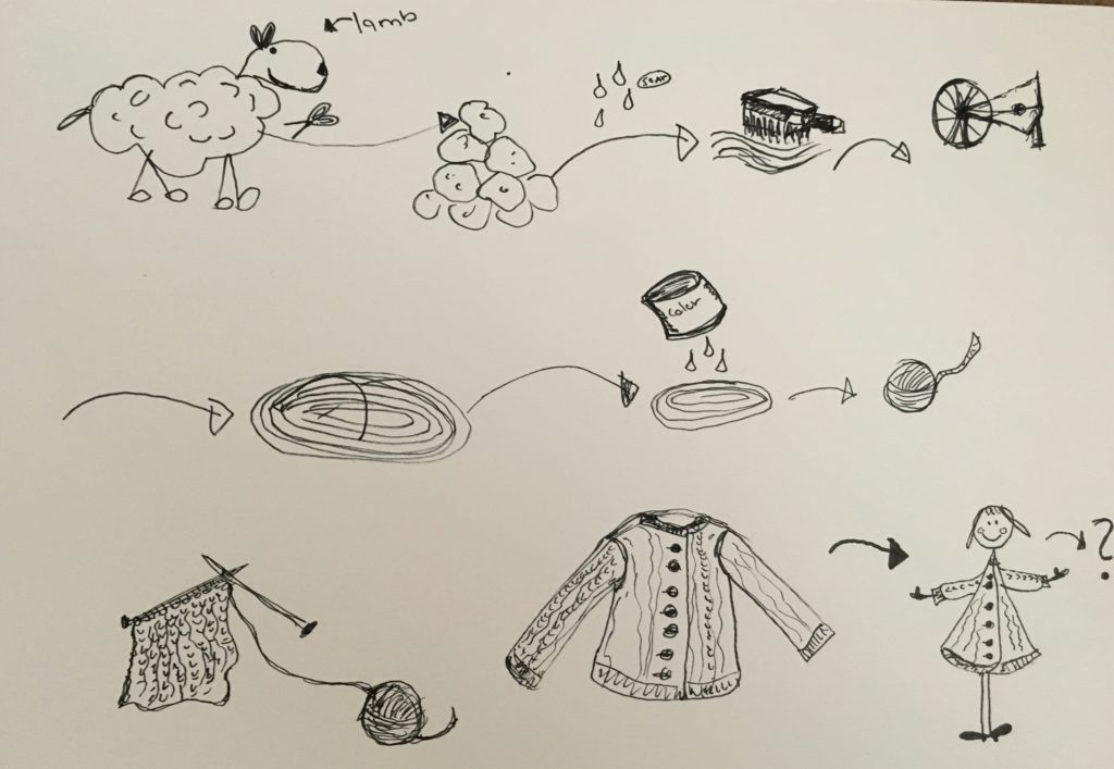 Sketch on I Used To Be -Concept. Lifecycle of wool.
